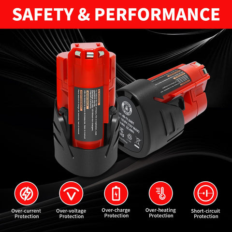 FOXVIEW 12V battery compatible with Milwaukee M12 tools for versatile use