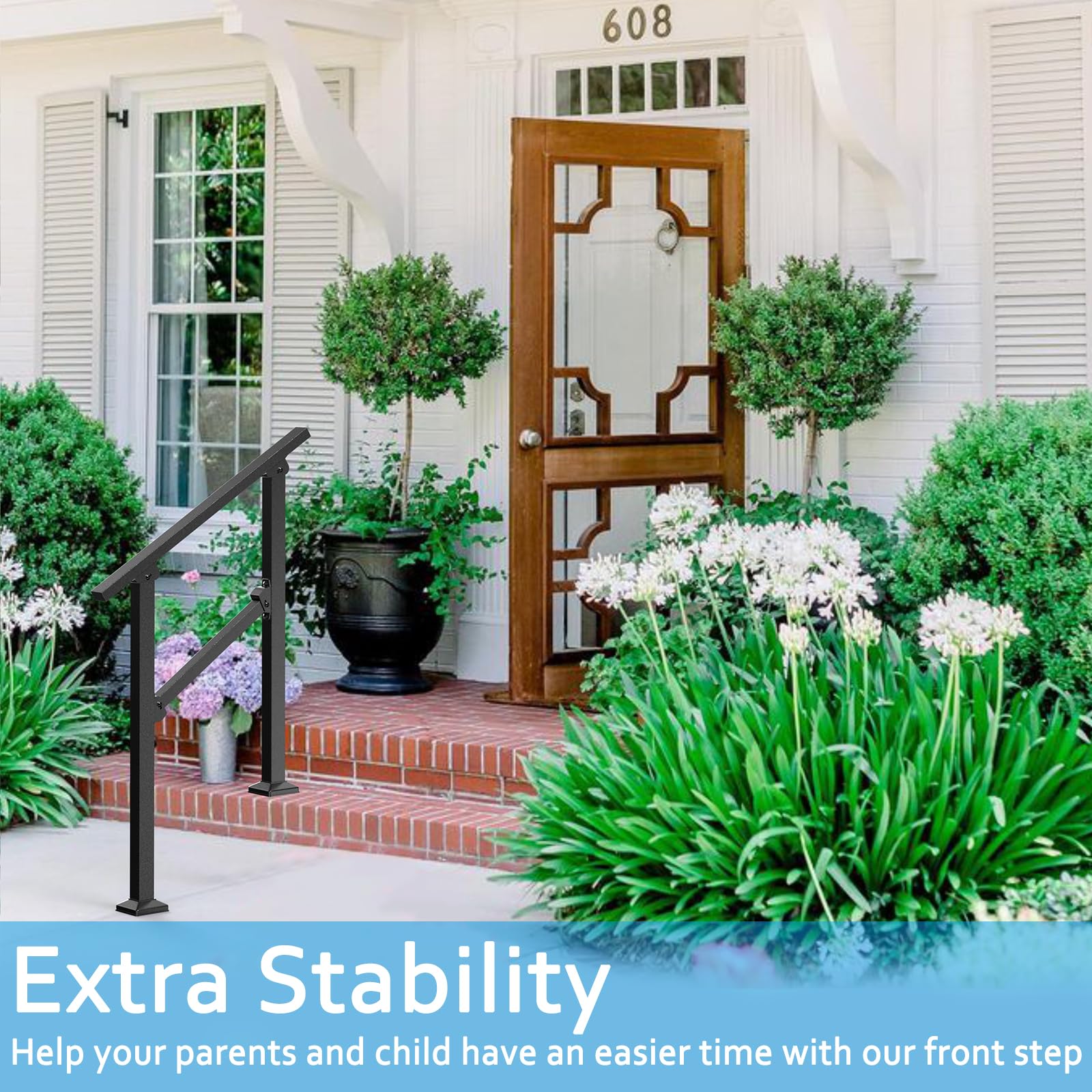 FOYUEE porch handrail adds reliable grip to outdoor entry
