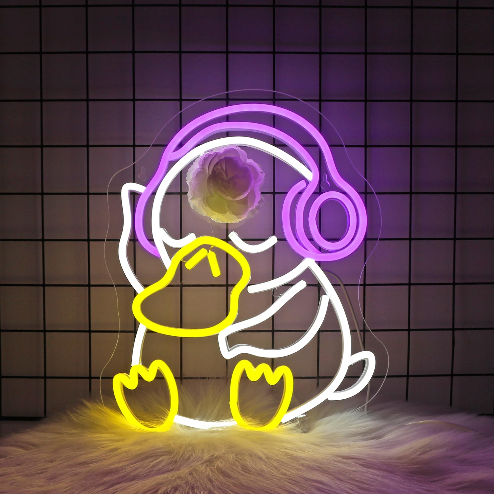 FPLL duck LED sign brightens spaces with playful charm.