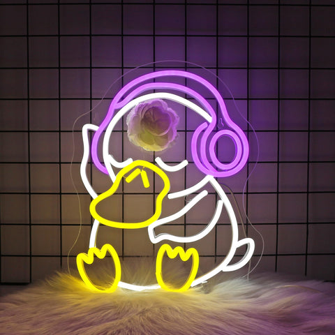 FPLL duck LED sign brightens spaces with playful charm.