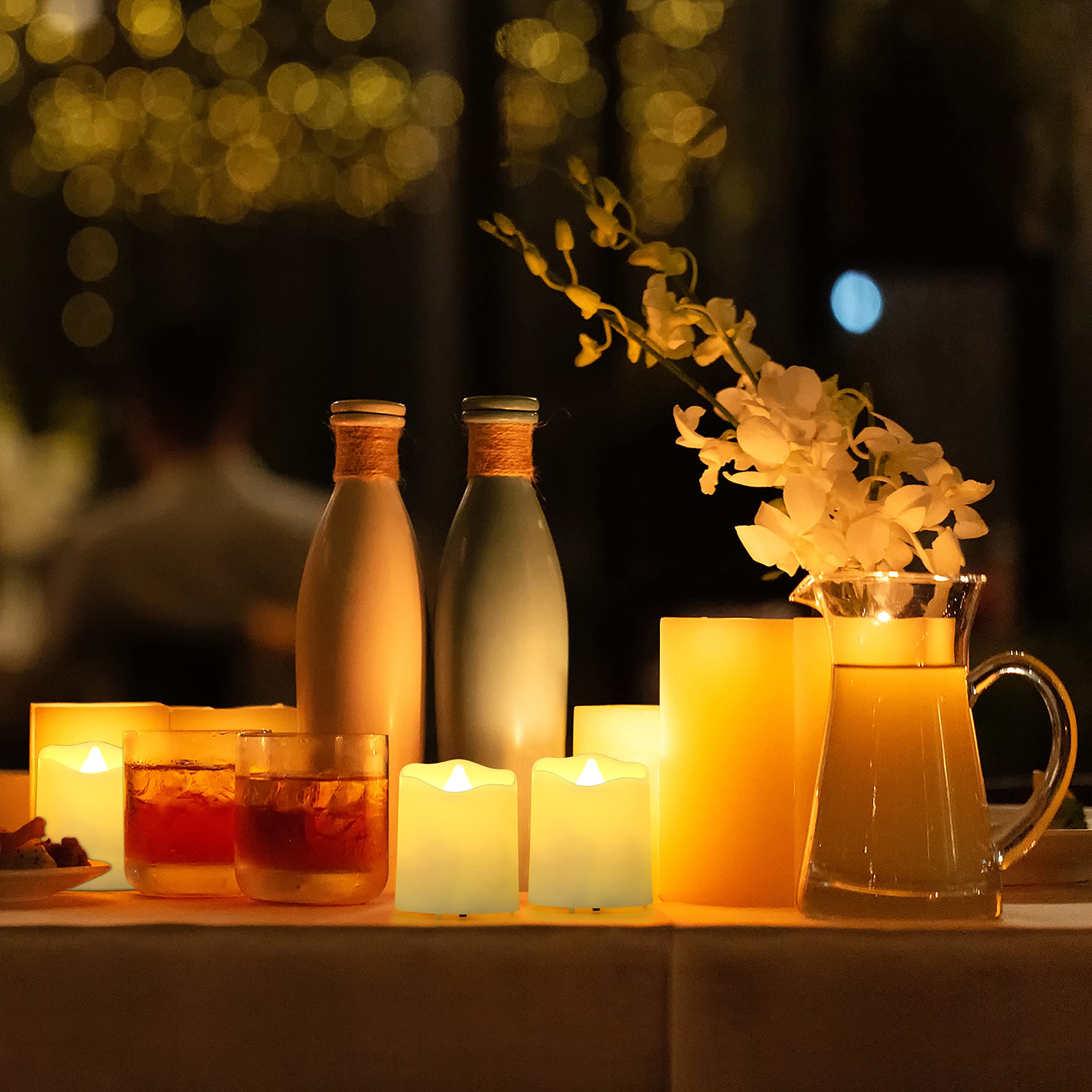 FPOO 12-pack LED tea lights with charger kit for mess-free setup