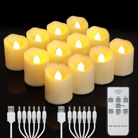 FPOO rechargeable tea lights with remote control for adjustable ambiance