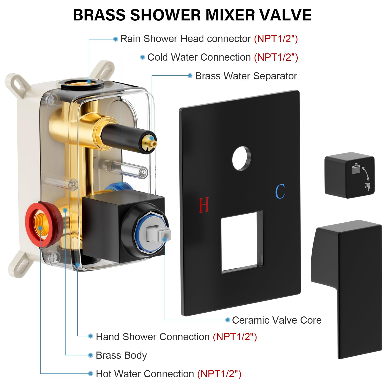 FPXRNG brass mixing valve balances pressure and temperature for comfortable showers.