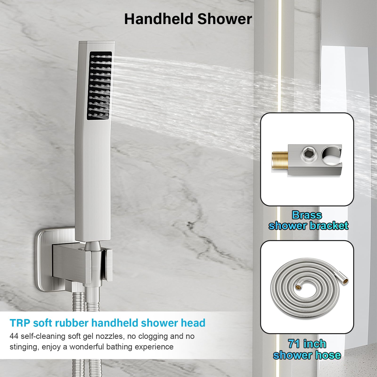 FPXRNG 71-inch shower hose provides reach for easy rinsing