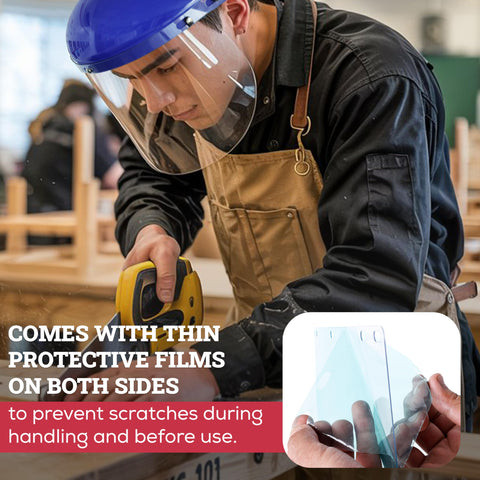 SAFE HANDLER frameless shield provides unobstructed vision and full-face protection.