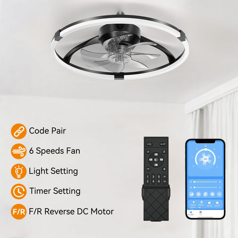 Franjulia modern ceiling fan in a bedroom that saves space.