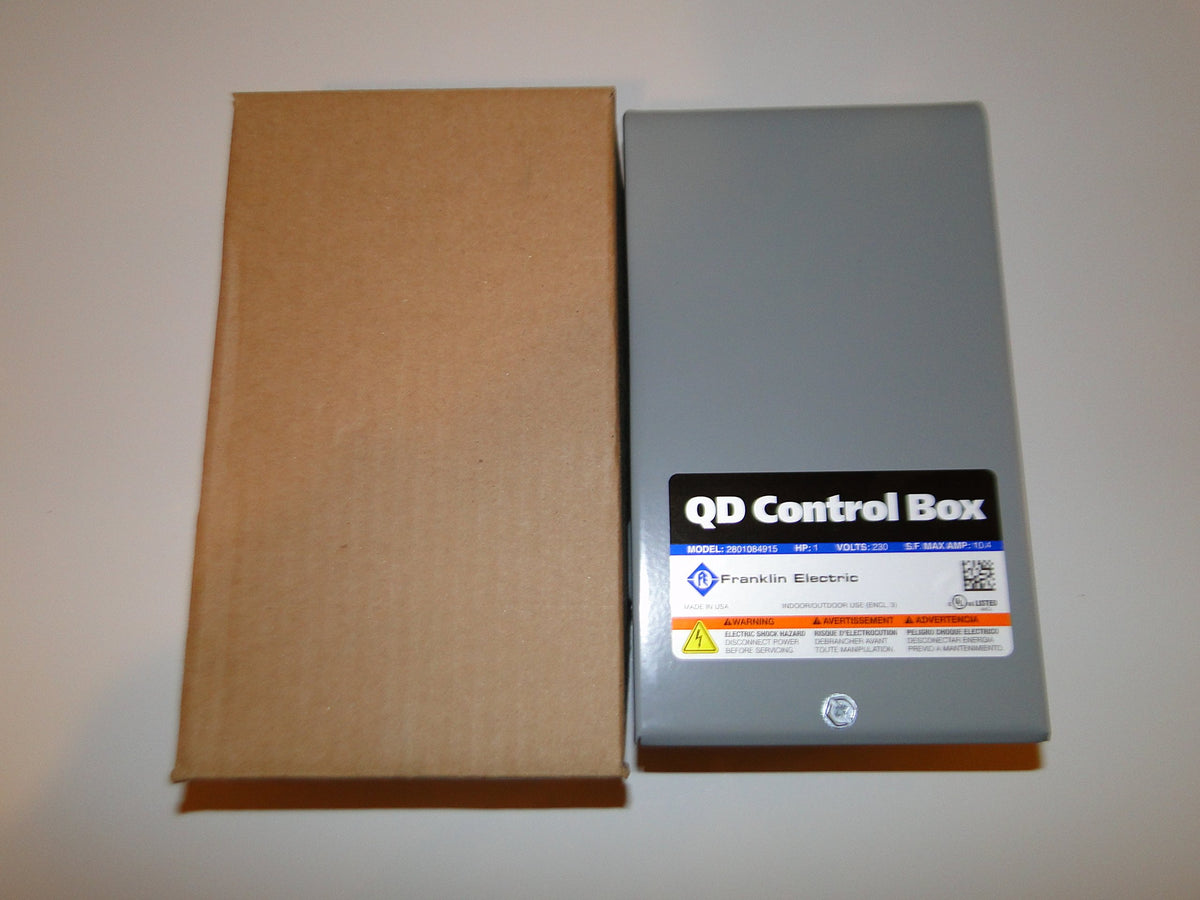 Franklin Electric 1 HP control box front view for reliable submersible pump control.