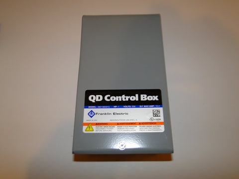 Franklin Electric 1 HP control box side panel shows simple wiring for 3-wire motors.
