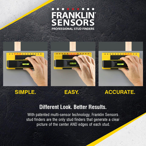 ProSensor 710+ LED display shows stud center and edges for accurate placement.