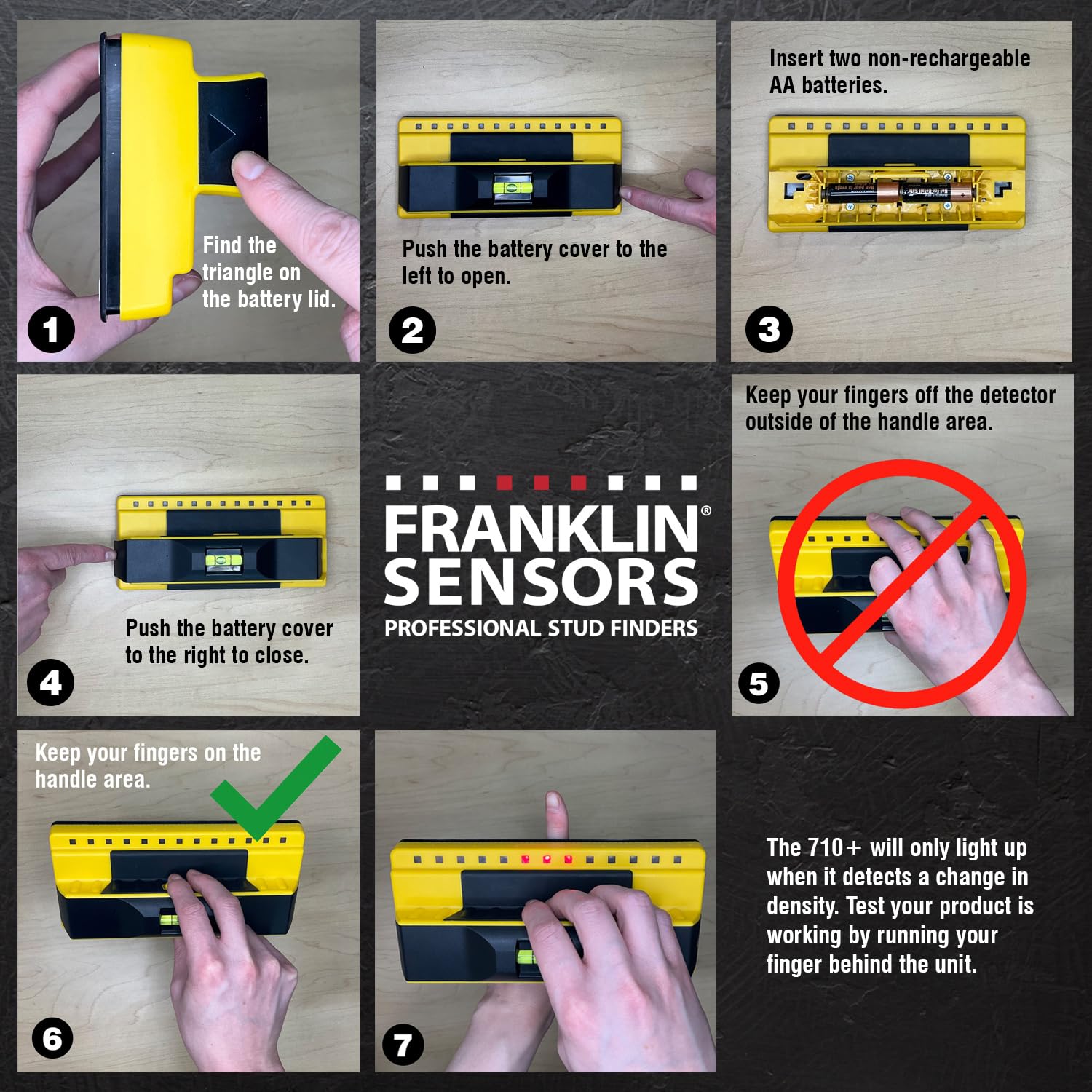 No calibration required—press and hold to detect studs quickly.