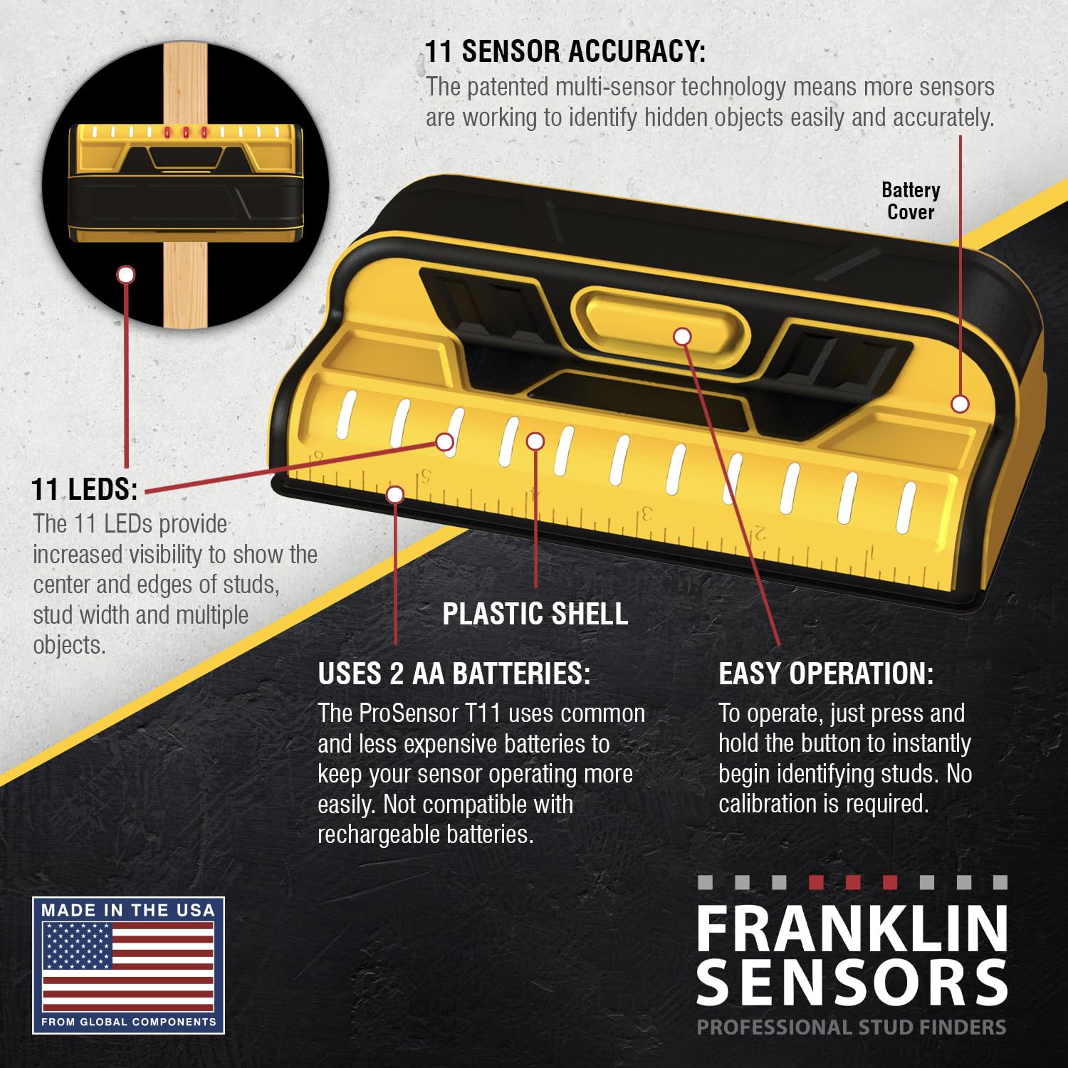 Durable Franklin Sensors ProSensor T11 offers rugged build for job sites.