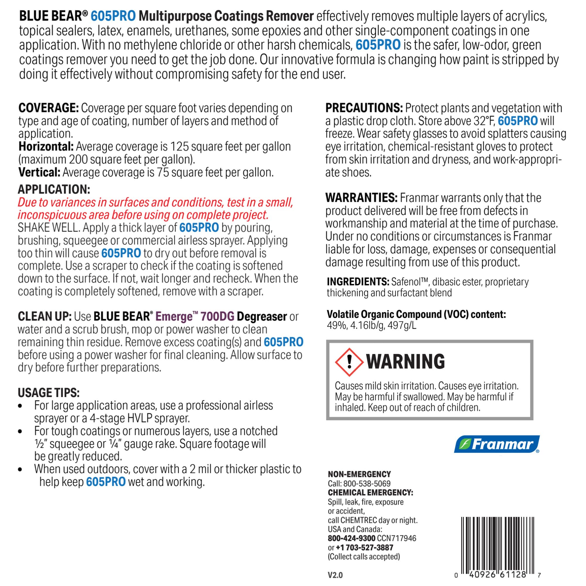 Franmar Blue Bear 605PRO cap close-up highlighting low-odor formula