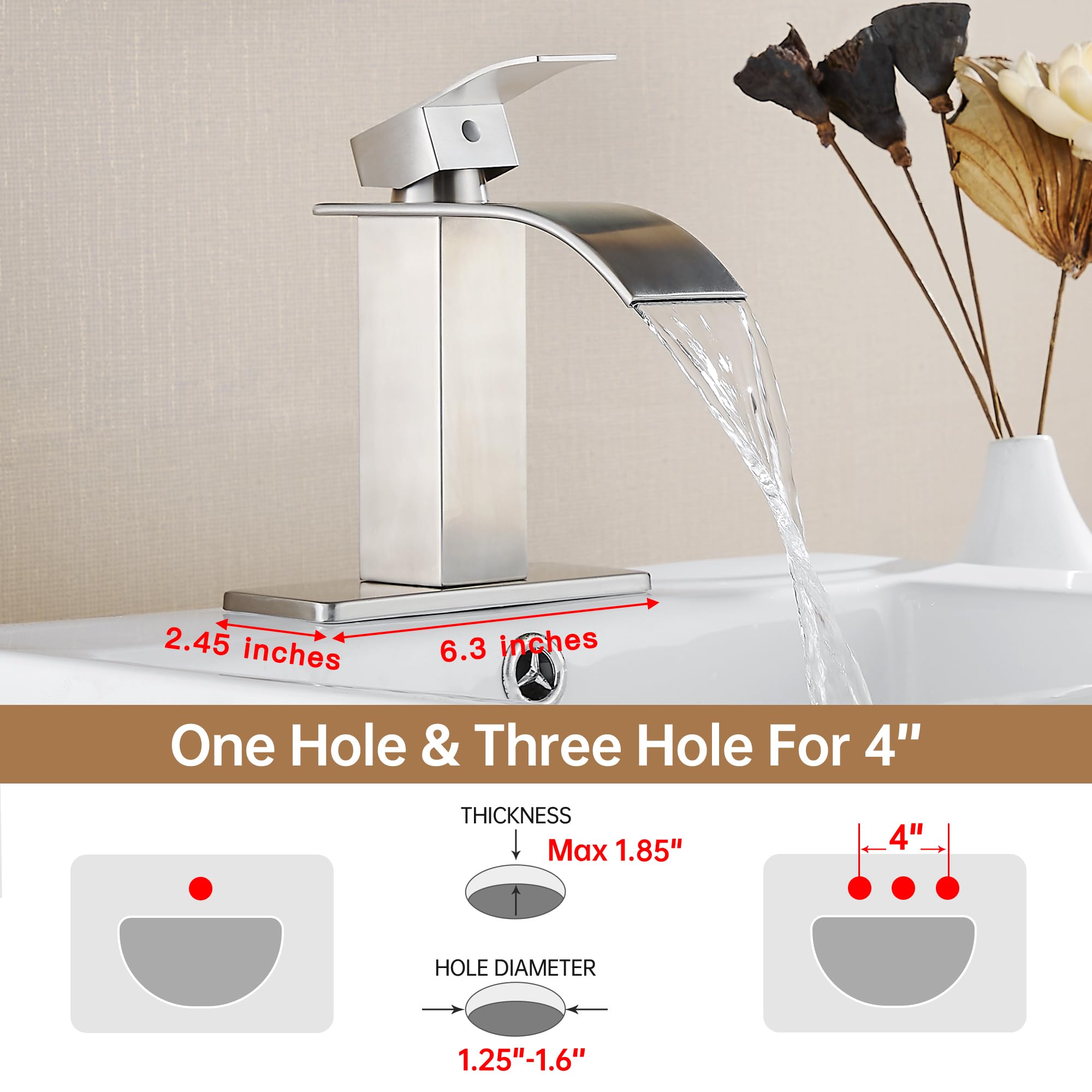 Fransiton 1-3 hole deck plate shows flexible installation for sinks.