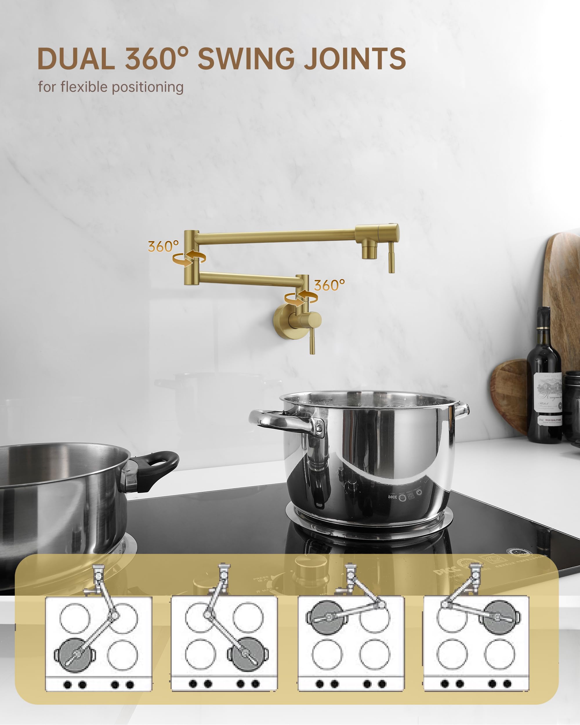 Fransiton 360-degree rotation pot filler for versatile reach