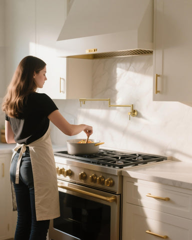 Fransiton brass dual-handle pot filler with ceramic valves
