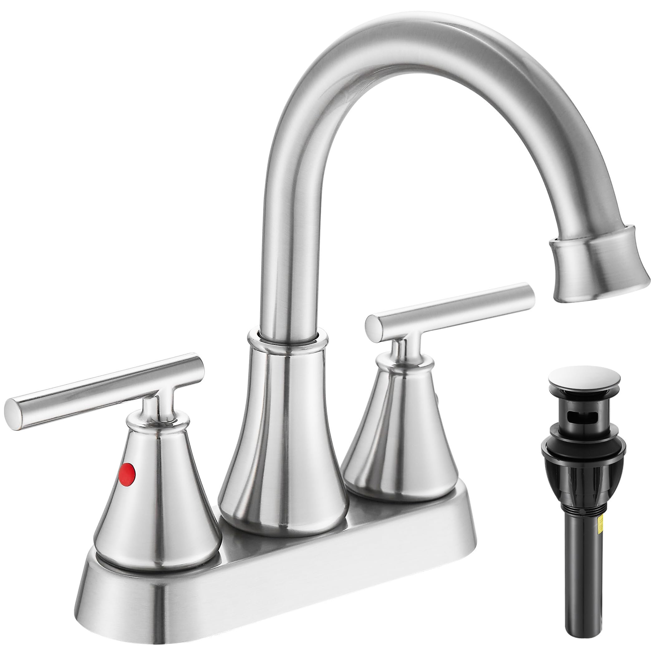 Fransiton brushed nickel bathroom faucet closeup highlighting durable finish