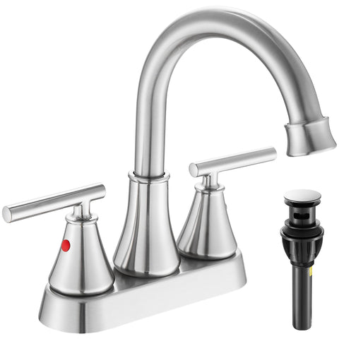 Fransiton brushed nickel bathroom faucet closeup highlighting durable finish