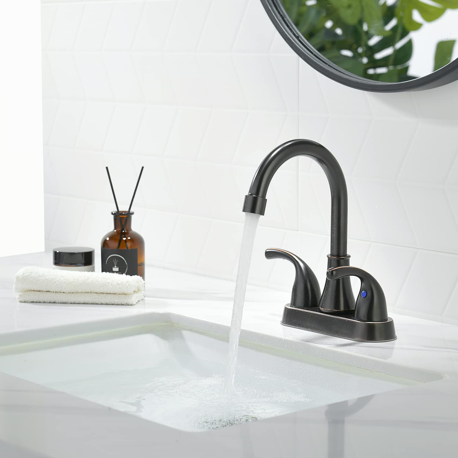 Fransiton ceramic cartridge delivers drip-free operation.