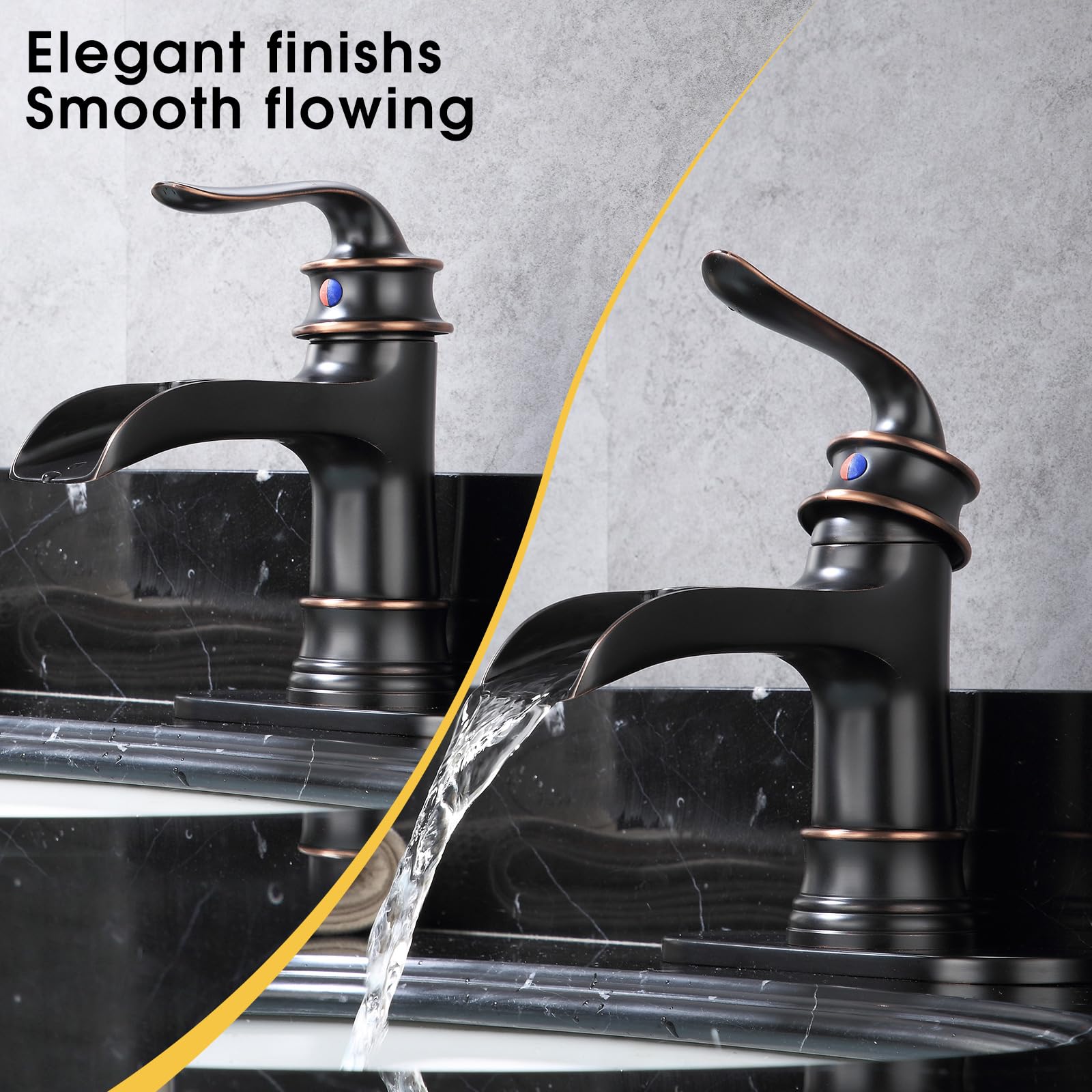 Oil rubbed bronze finish on Fransiton faucet resists fingerprints and stains