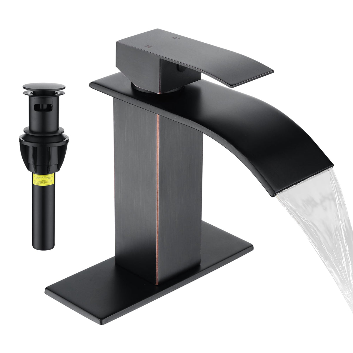 Fransiton oil rubbed bronze waterfall faucet with deck plate for 1- or 3-hole sinks