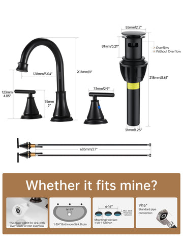 Fransiton pop-up drain included in metal finish for easy basin drainage.
