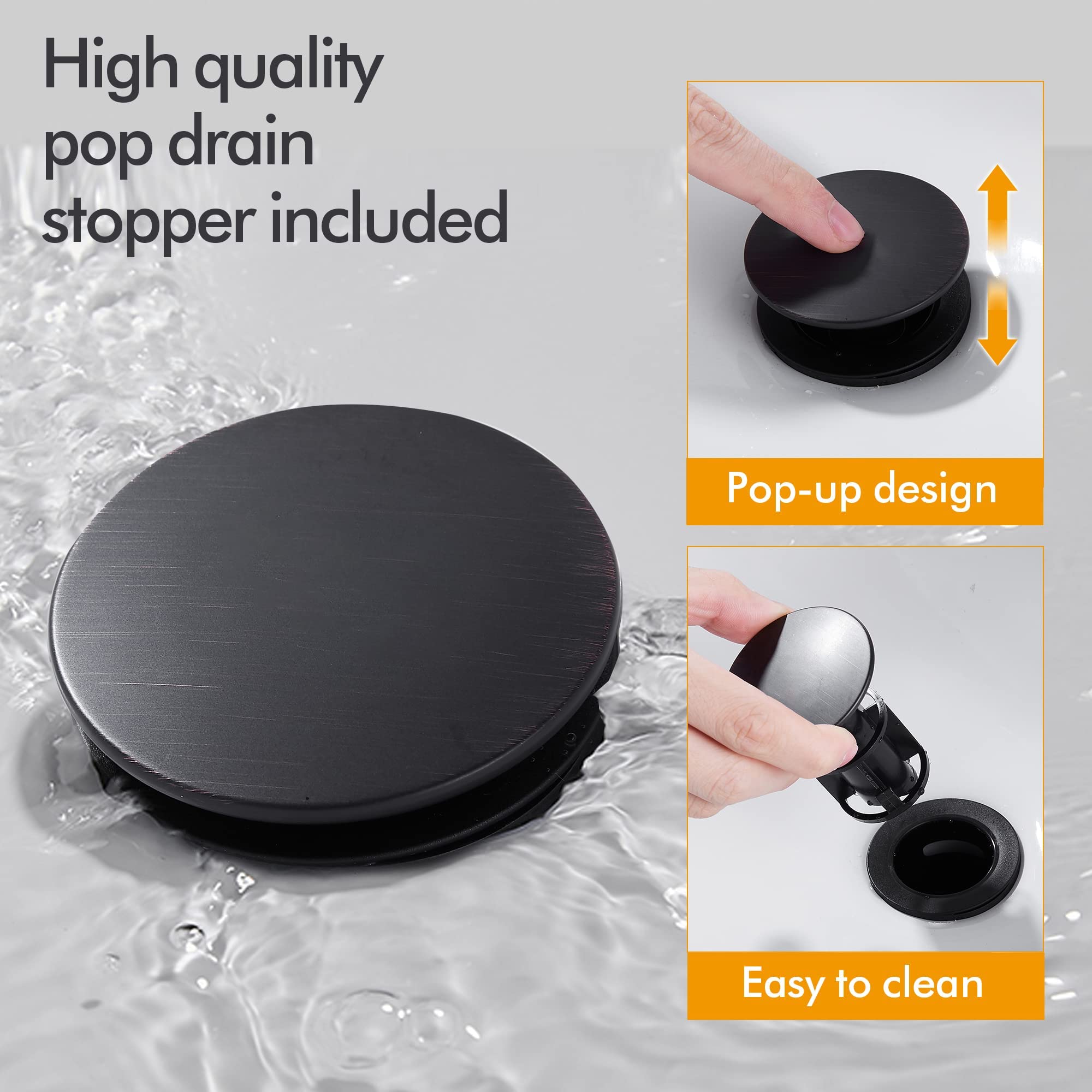 Fransiton pop-up drain stopper included for easy waste management.