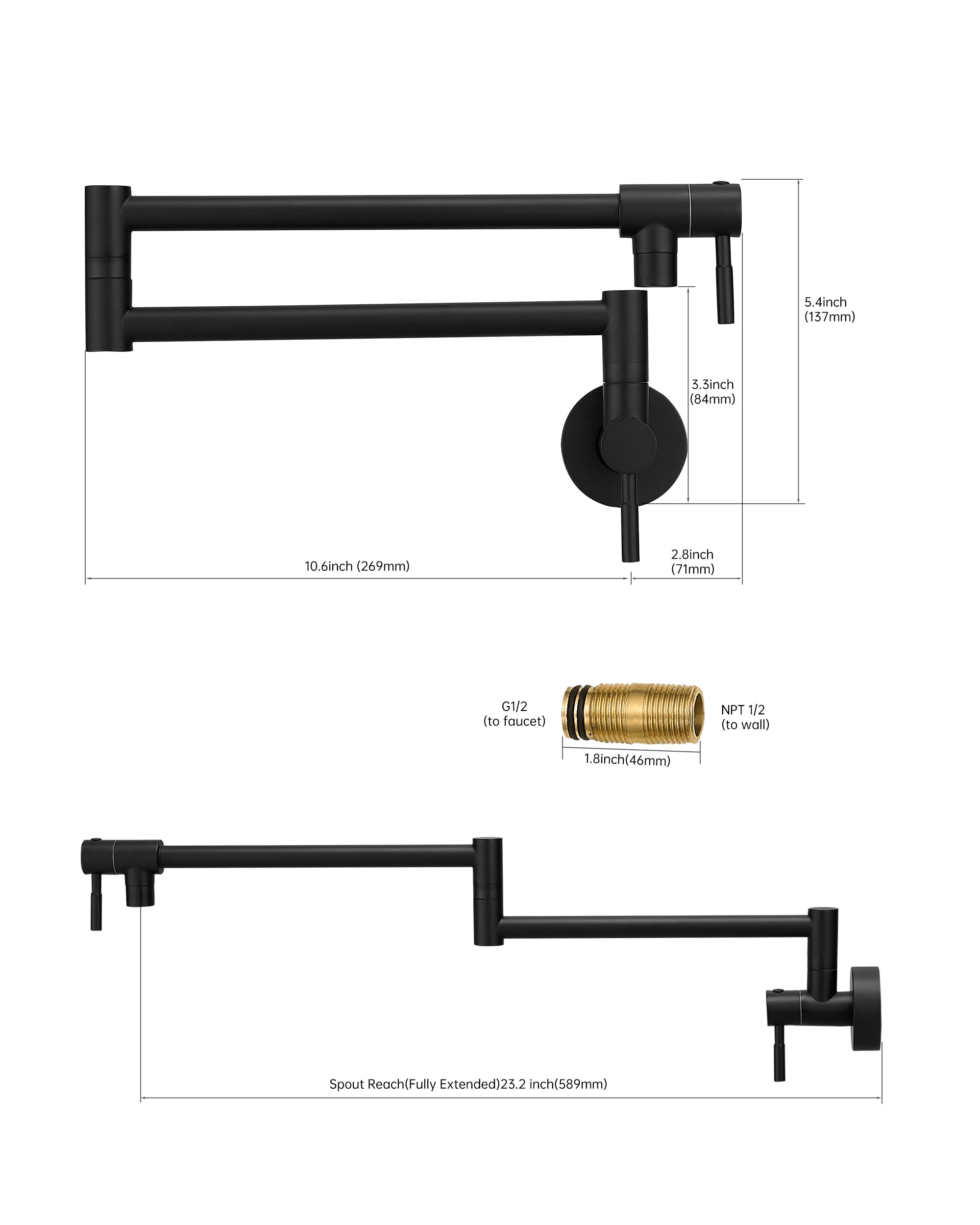 Fransiton 360-degree swing joint allows flexible reach across the sink