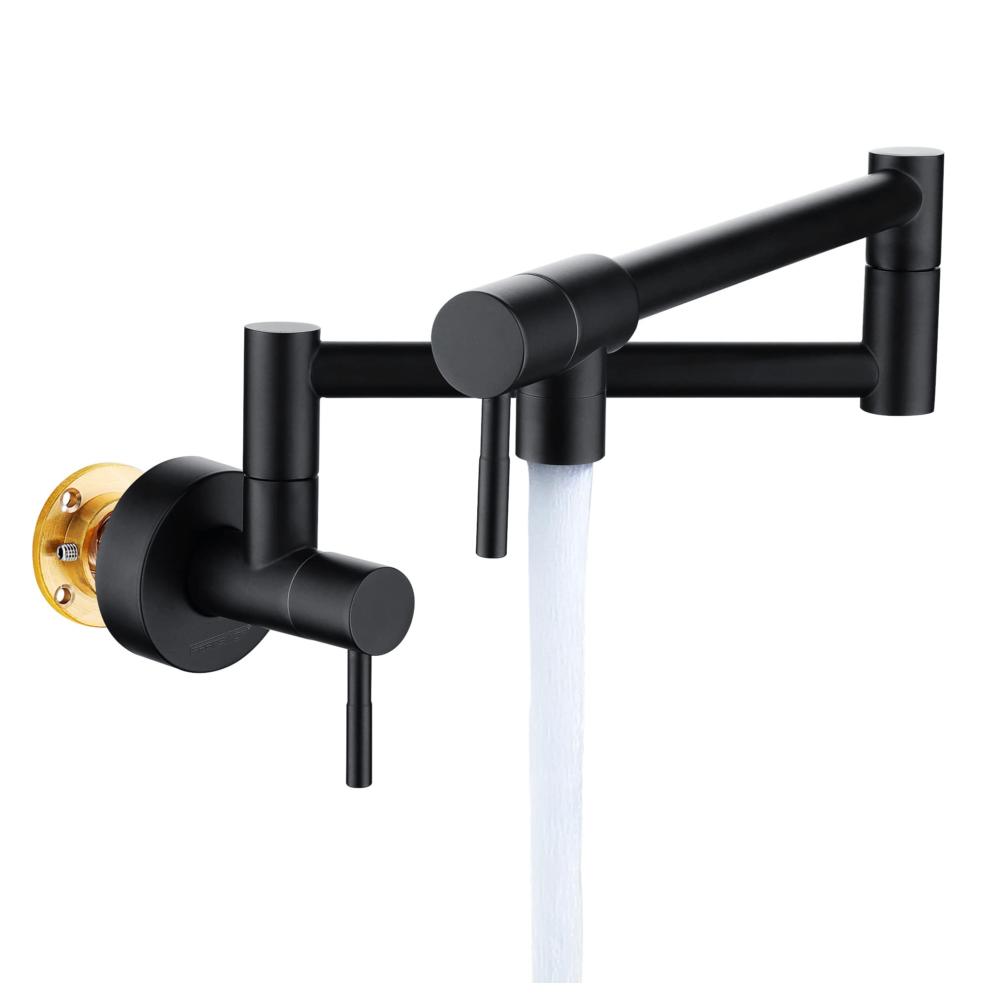 Fransiton pot filler folding arm extended for easy pot filling near the stove