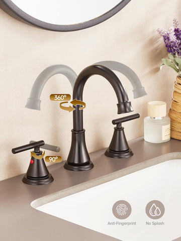 Fransiton two-handle operation showing easy temperature and flow control.
