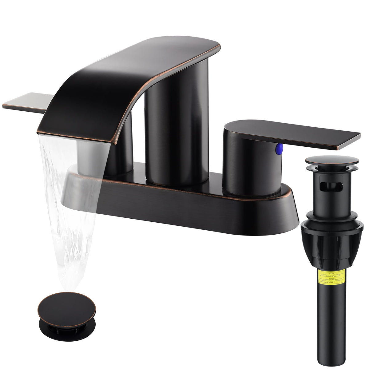 Fransiton waterfall bathroom faucet in oil rubbed bronze for a modern, spa-like sink