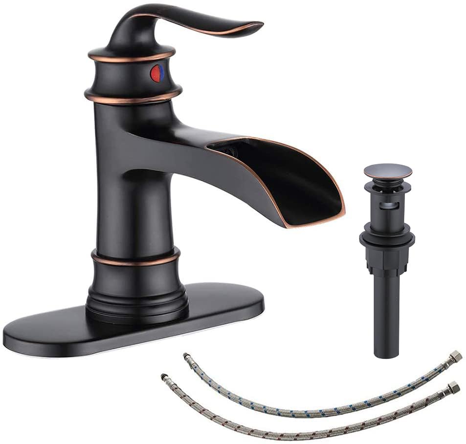Fransiton Waterfall faucet with oil rubbed bronze finish and wide spout for a premium look