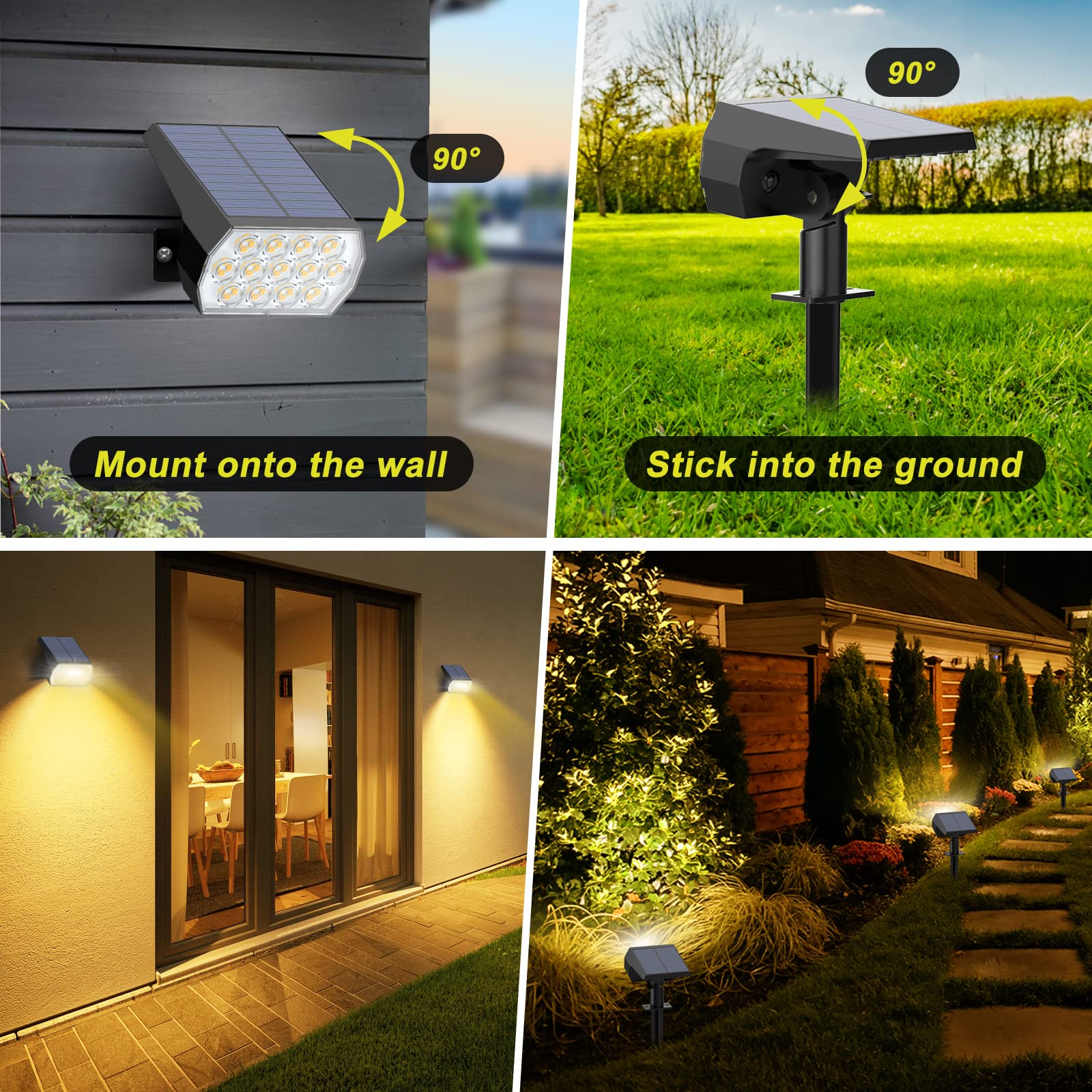 Fratink solar lights install easily with a ground stake for garden paths.