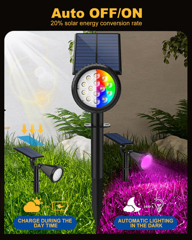 Fratink solar spot lights seven color modes for customized ambiance
