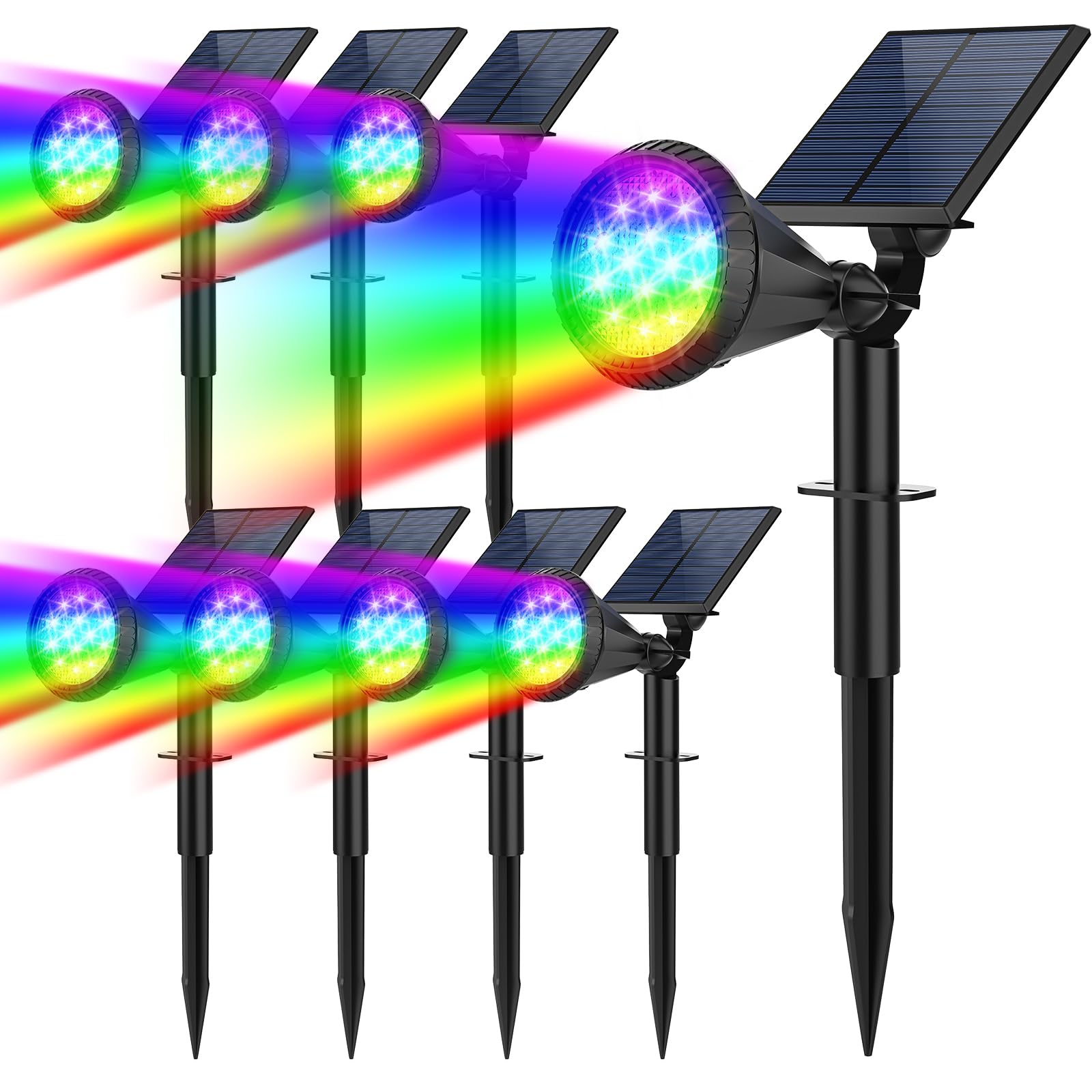 Fratink solar spot lights color changing beam for bright pathway lighting