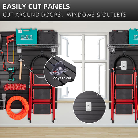 FRAYSCENT tool organizer on slat wall with easily accessible gear