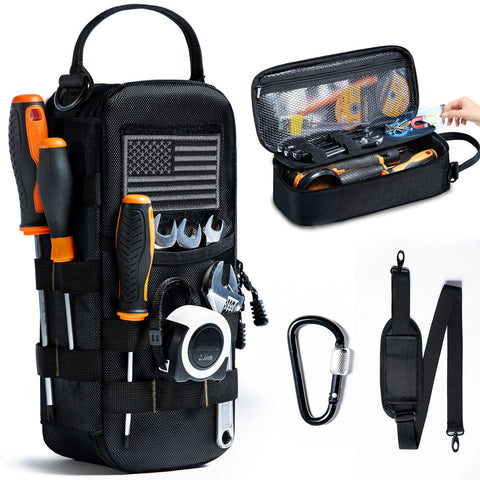 FRECOLSH heavy-duty small tool bag with magnetic dividers for secure tool organization.