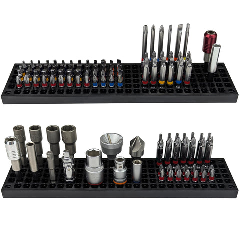 FREE ZONE Bit Organizer with 158-hole capacity keeps bits organized and accessible.