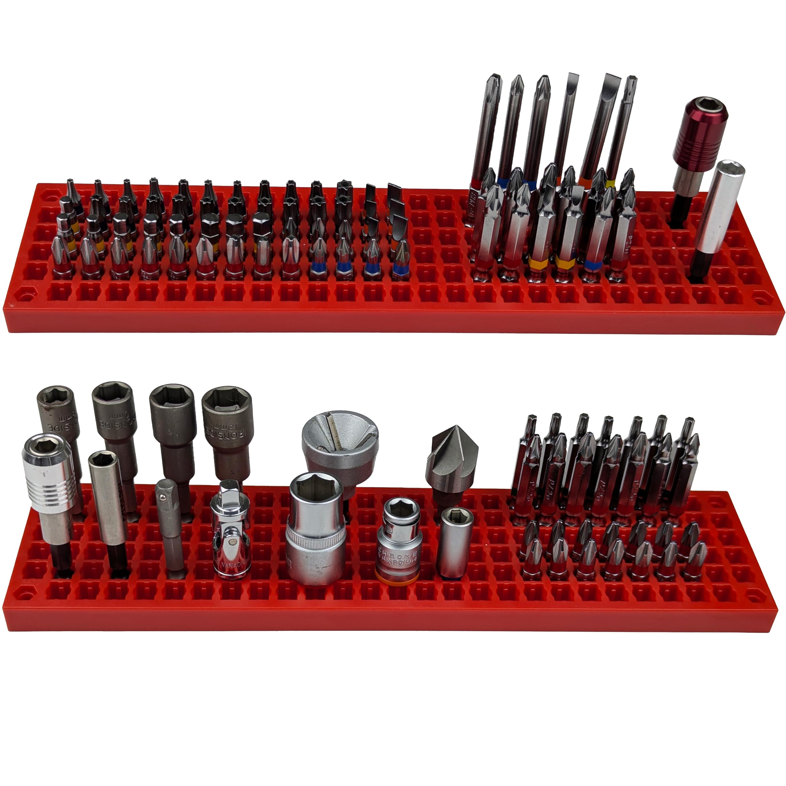 FREE ZONE bit organizer 158-hole tray keeps bits secure and easy to access for quick projects.