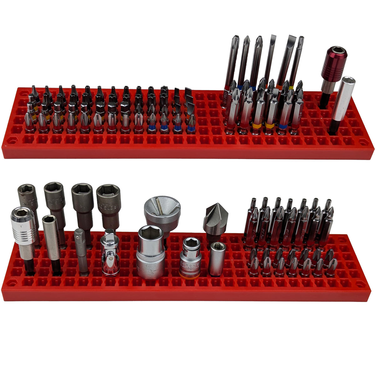 FREE ZONE bit organizer 158-hole tray keeps bits secure and easy to access for quick projects.