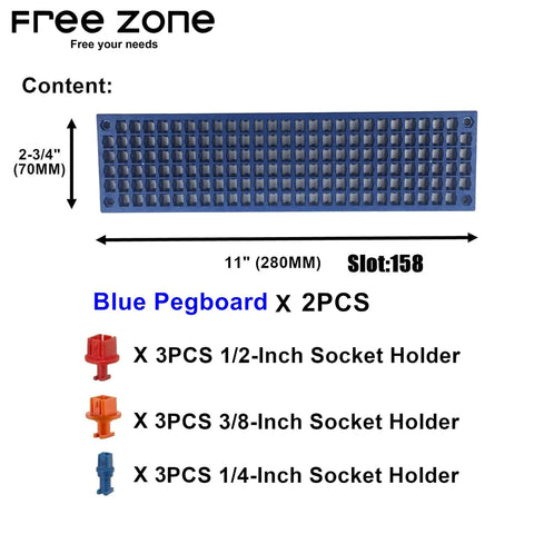 FREE ZONE blue tray keeps bits secure even when inverted.