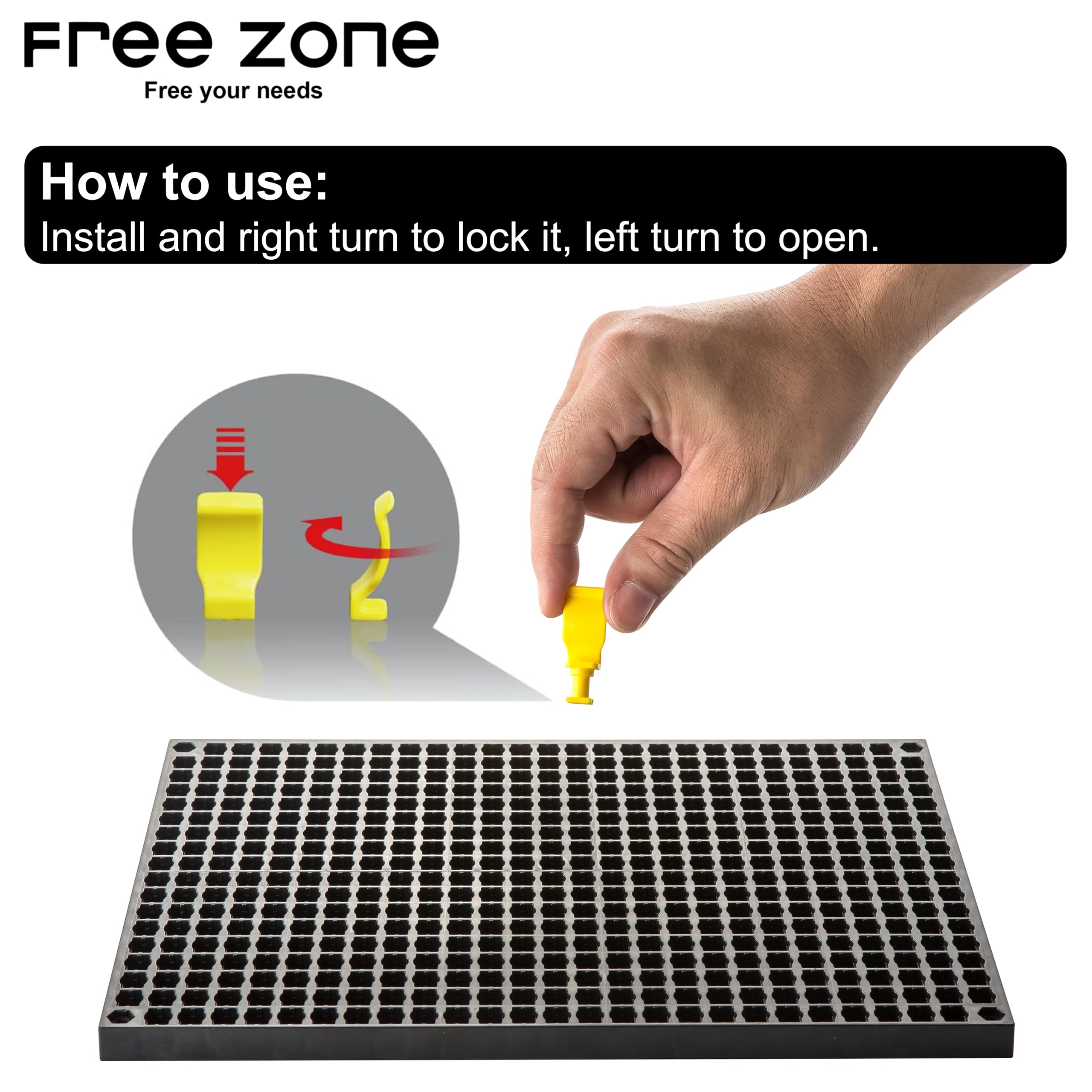 FREE ZONE size indicator helps label tool sizes at a glance