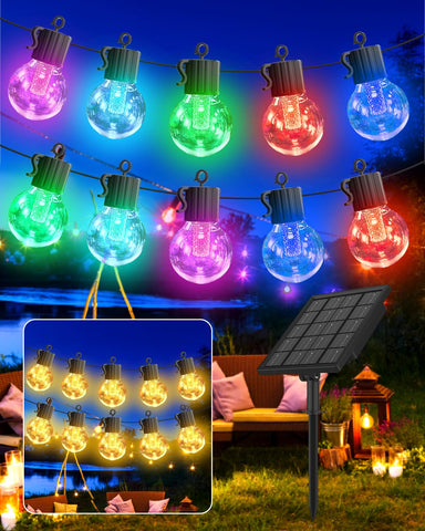 FREECUBE solar string lights outdoors 50ft for wide patio coverage.
