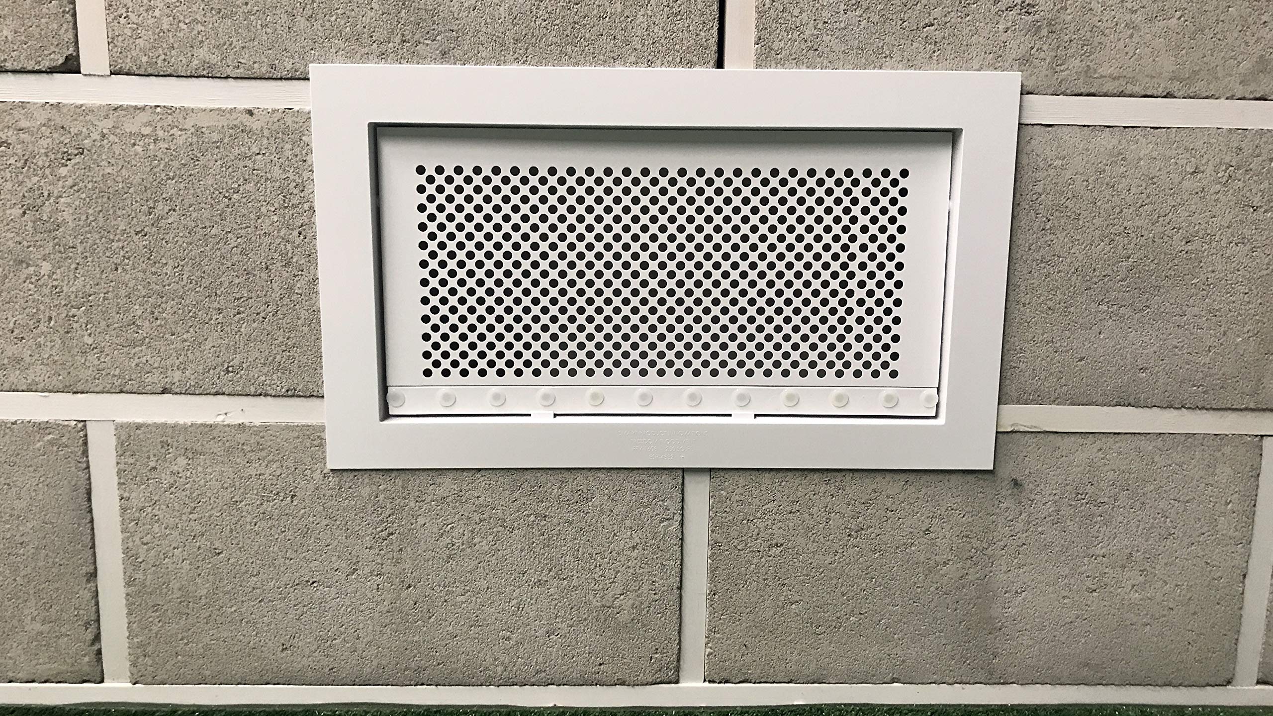 Easy surface-mounted installation over a foundation opening for crawl spaces.