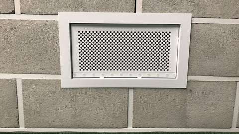 Easy surface-mounted installation over a foundation opening for crawl spaces.
