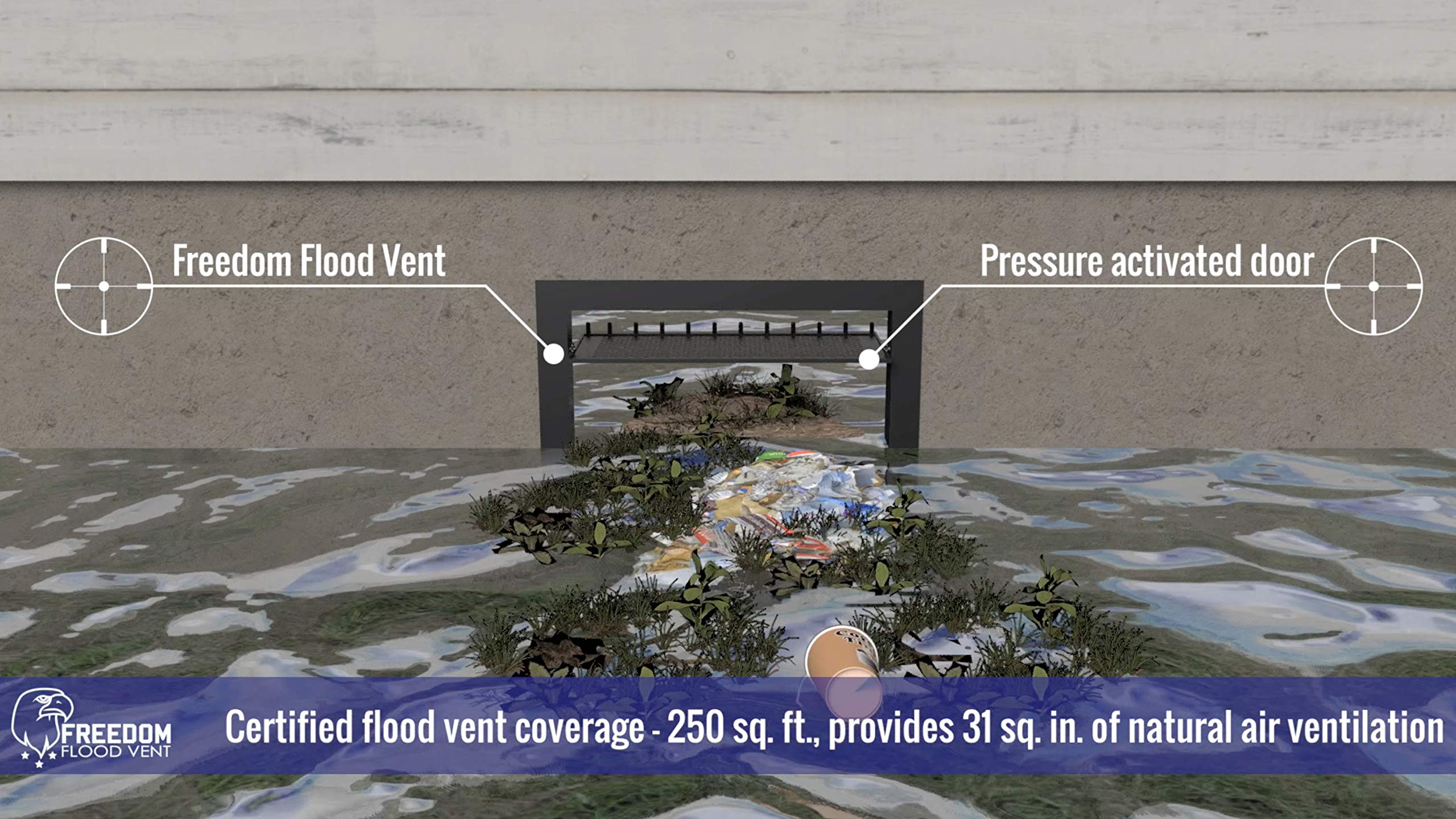 Winter shield included with Freedom Flood Vent for seasonal protection.