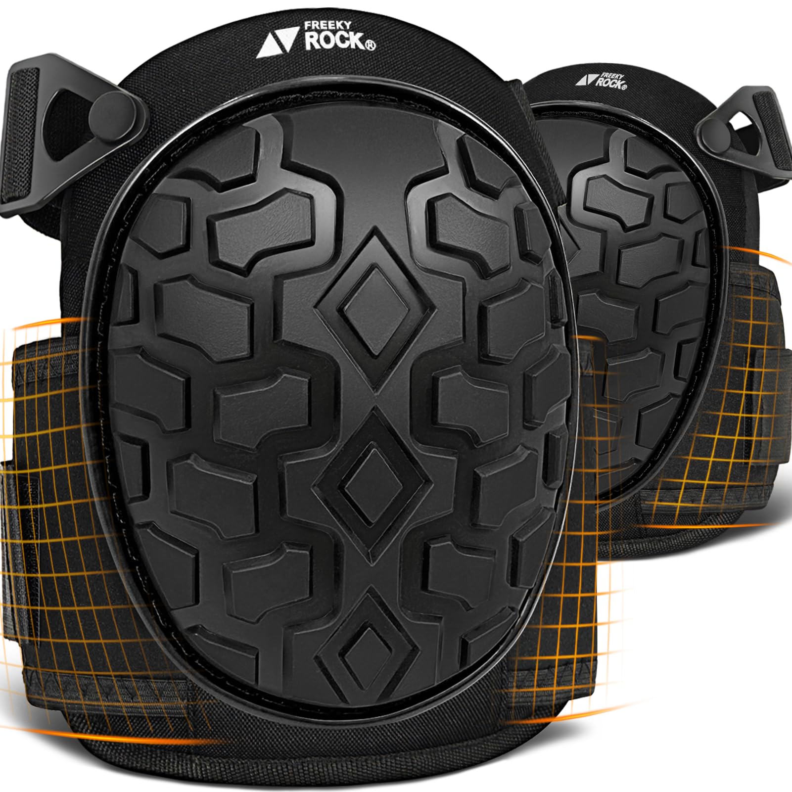 FREEKYROCK gel knee pads with cap protect knees on tough jobsite surfaces
