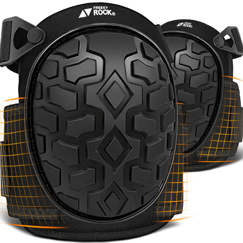 FREEKYROCK gel knee pads with cap protect knees on tough jobsite surfaces