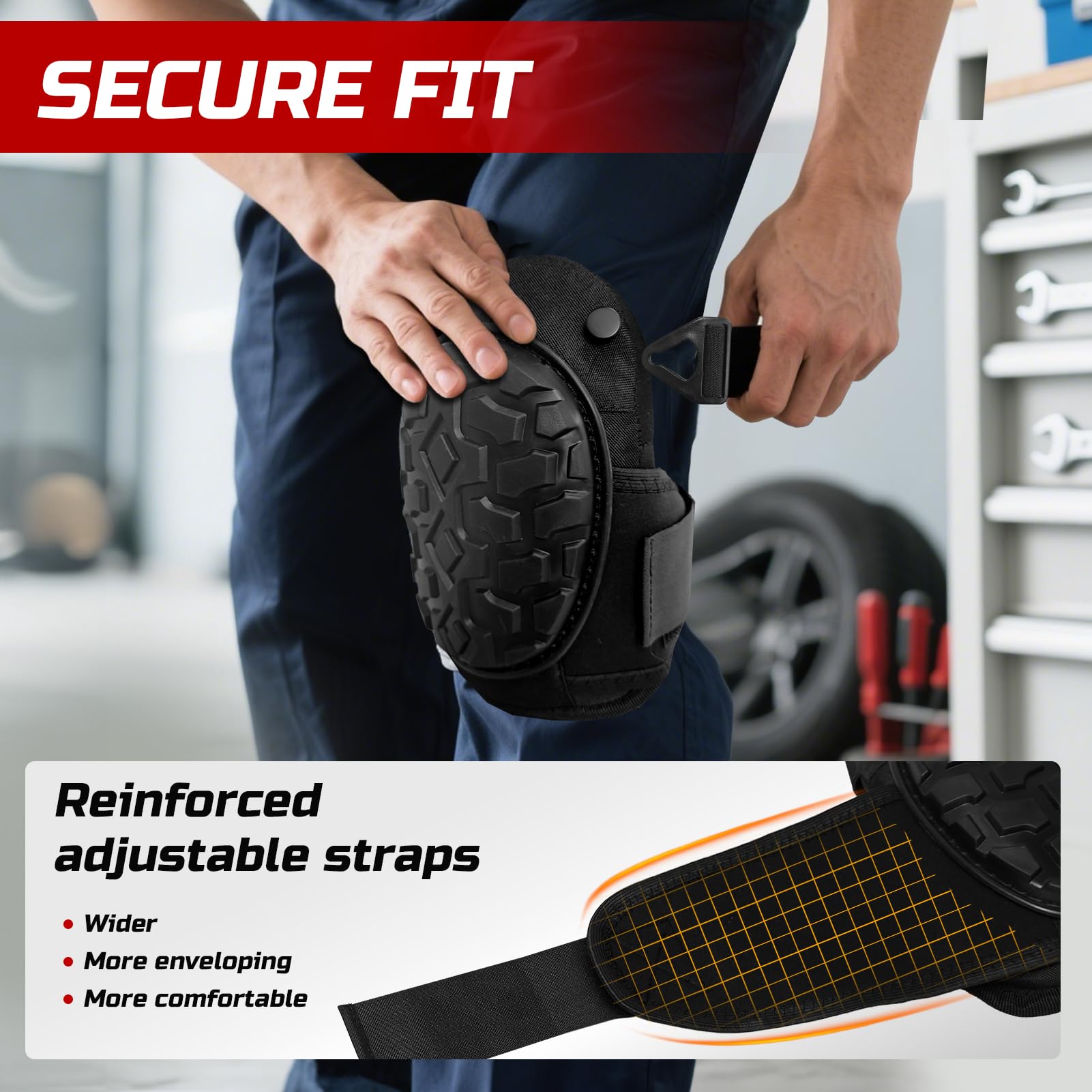 FREEKYROCK knee pads with soft foam padding cushion knees during long kneeling tasks