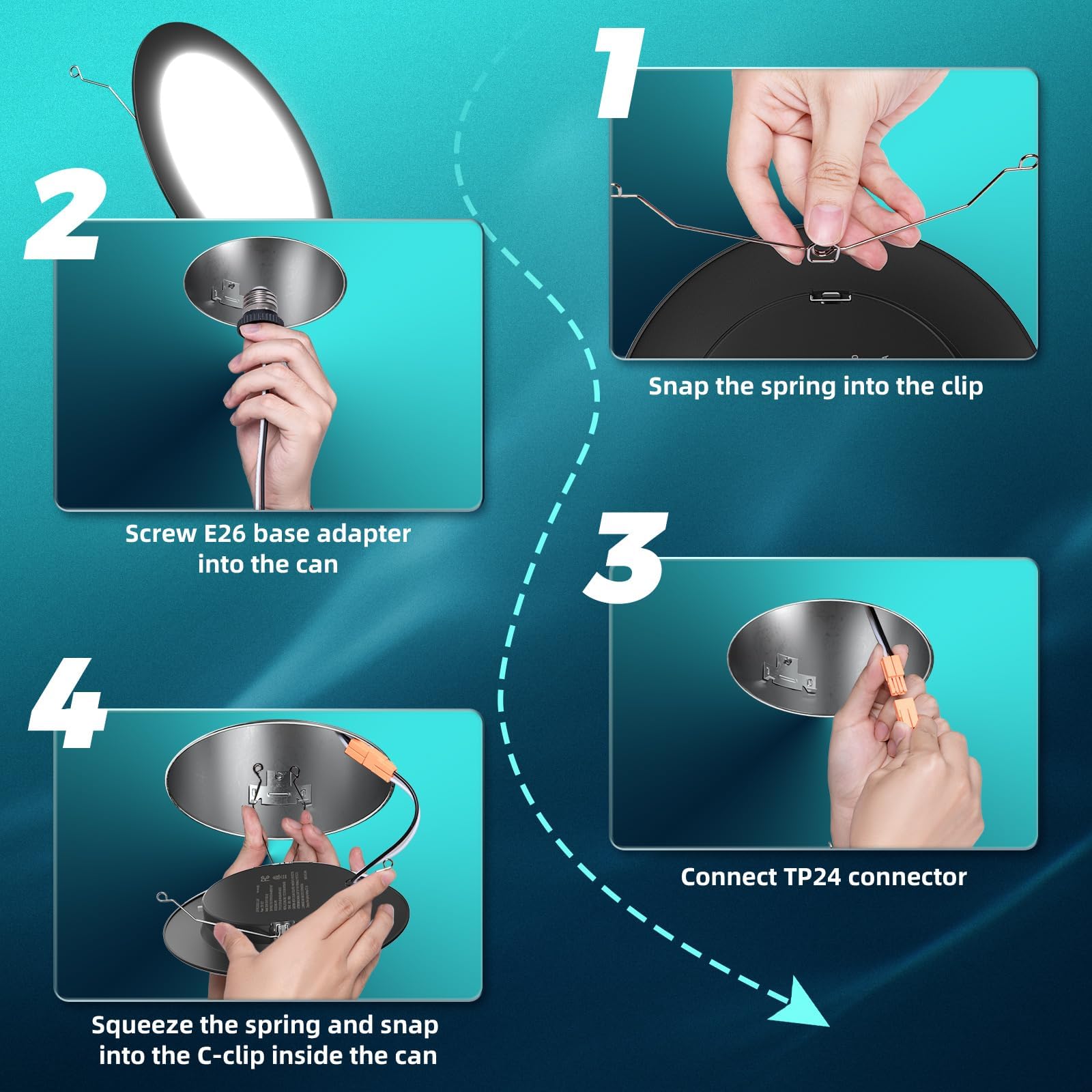 Easy DIY install with universal E26 base for FREELICHT recessed lights