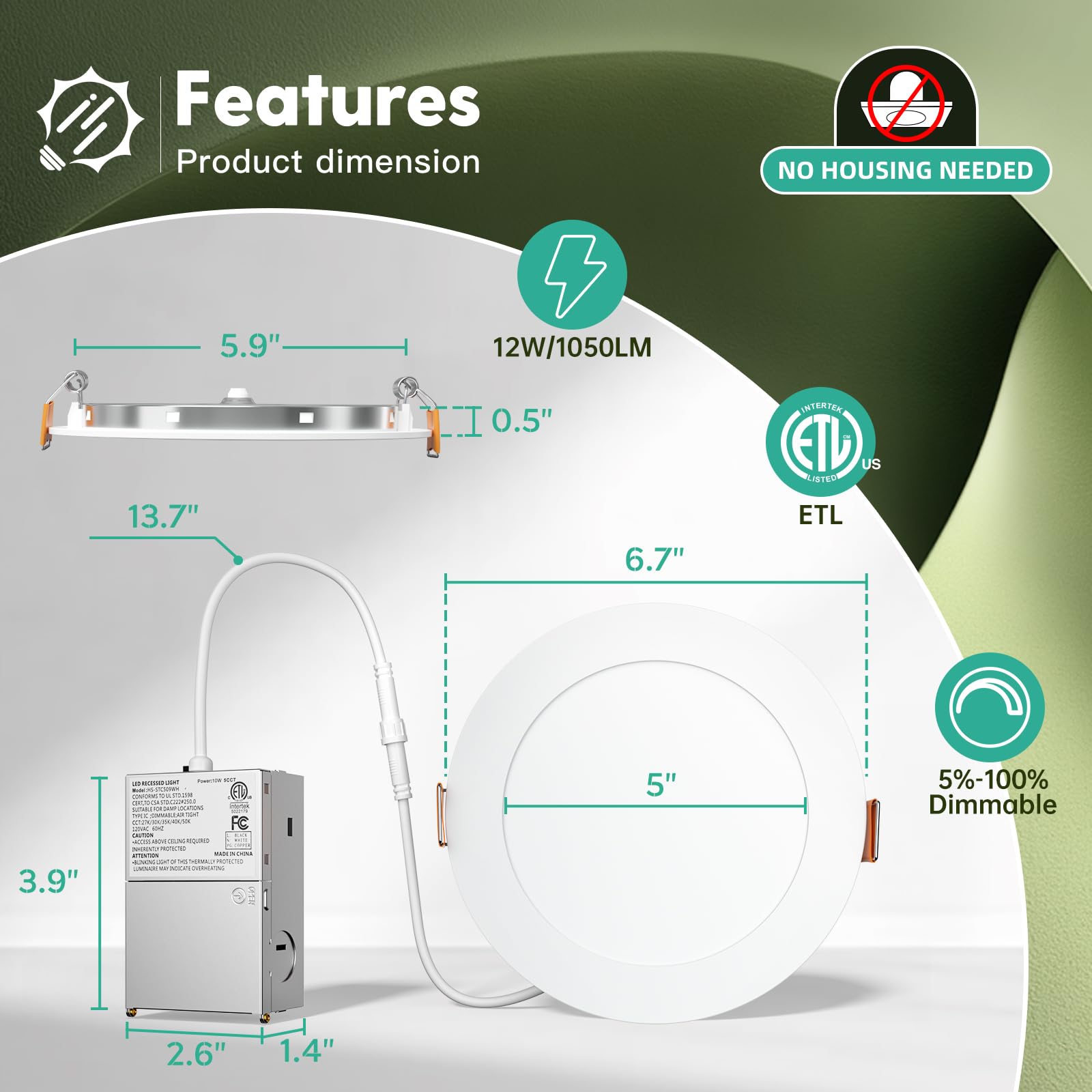 FREELICHT canless wafer-downlight assembly in compact form.